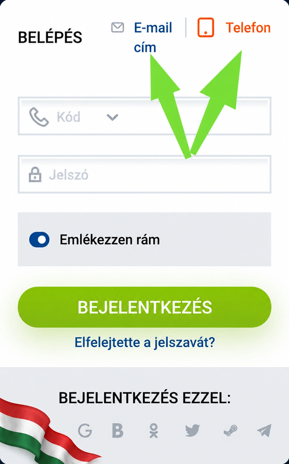 E-mailes és telefonos belépési lehetőség a Mostbeten