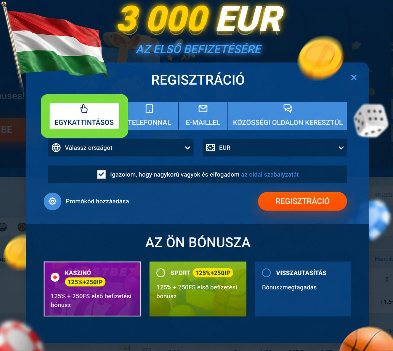 Mostbet regisztráció In one click módban
